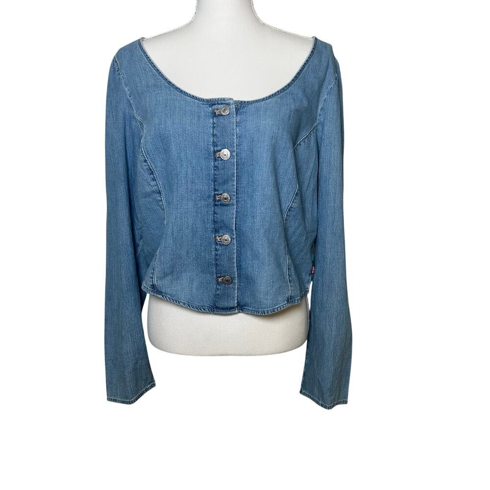 Levi's women NWT denim long sleeve Daryn corset button down cotton top size XXL